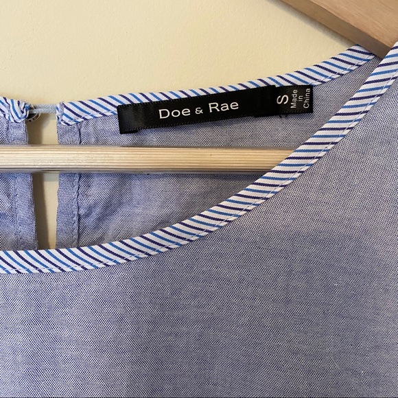 Doe & Rae Blue Striped Peplum Bell Sleeve Tunic - Picture 4 of 8